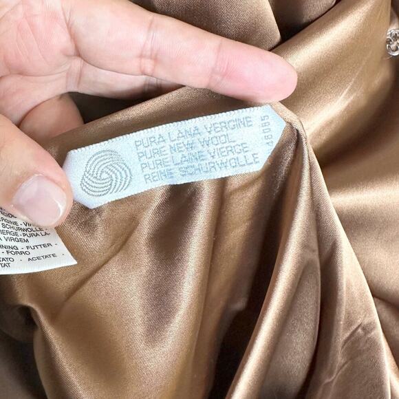 Max Mara Camel Wool Double Breasted Coat Made in Italy Size 12 - Picture 9 of 10